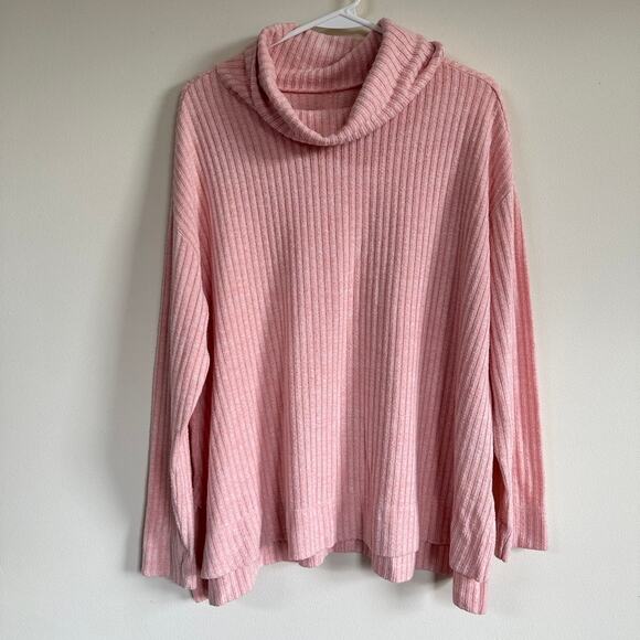 Anthropologie Maeve Cowl Neck Sweater Ribbed Knit Preppy Pink Womens MEDIUM - Picture 3 of 13
